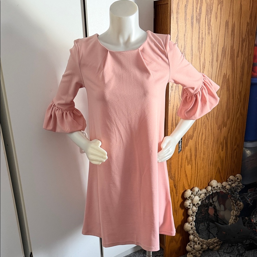 Nina Leonard Soft Mauve 3/4 length Sleeve Dress